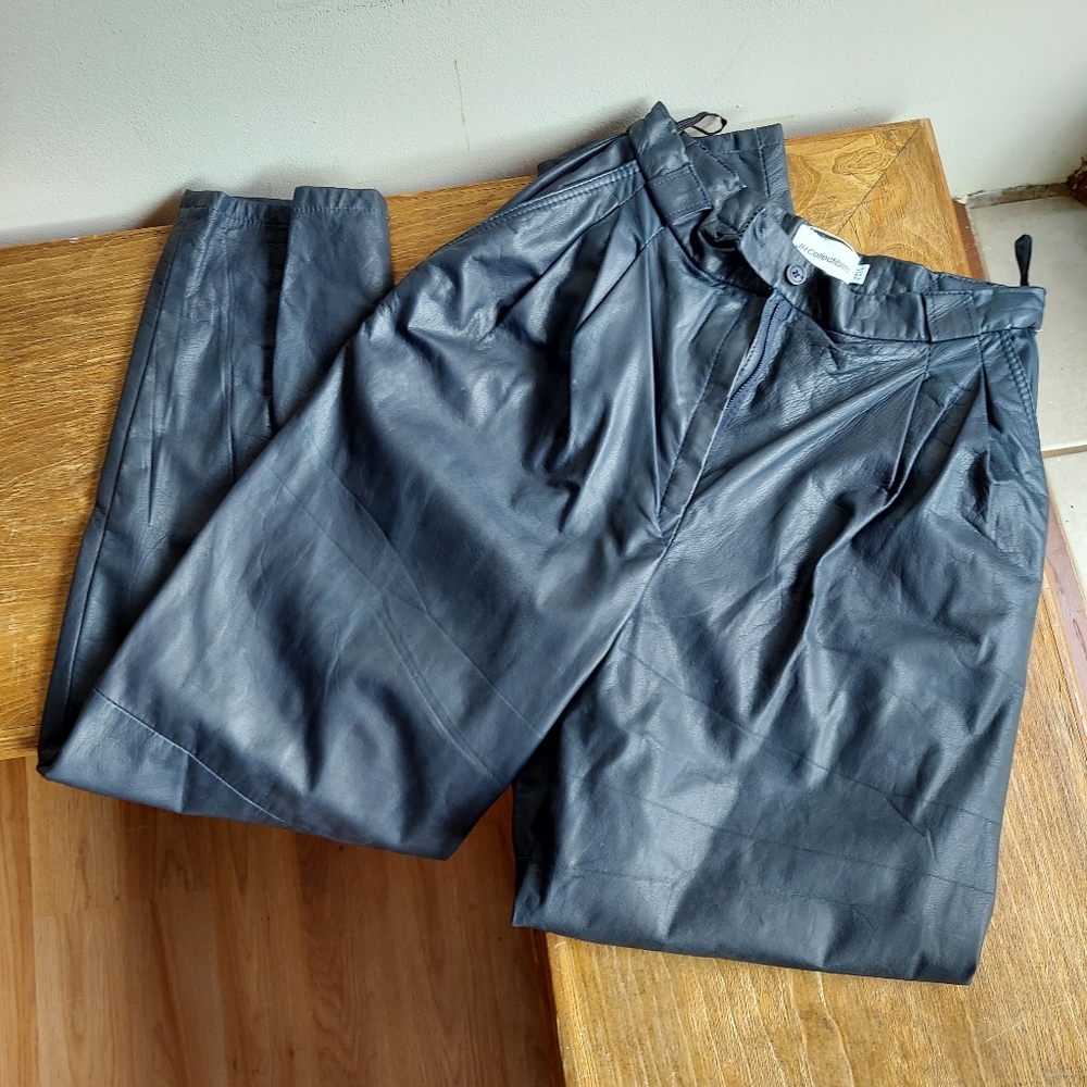 Vintage leather high-waist pants